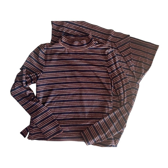 3/$27 Loft Mock Neck Striped Midi Dress in Multicolor, Long Sleeves, Medium - Picture 7 of 11